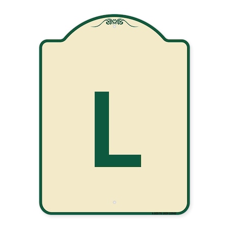 Designer Series Sign With Letter L, Tan & Green Heavy-Gauge Aluminum Architectural Sign